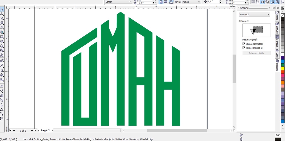 Desain logo dengan huruf U, M, A, H membentuk rumah, untuk keperluan bisnis