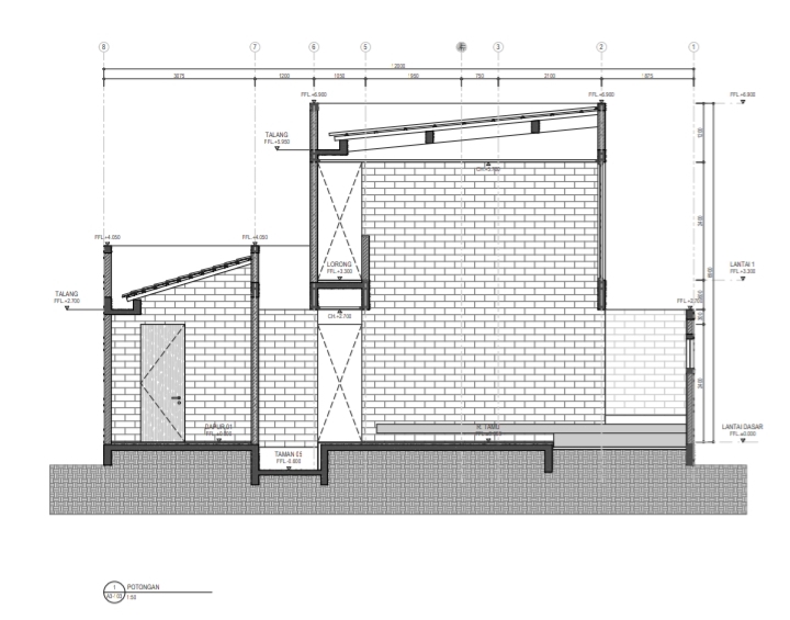 Jasa drafter autocad freelance, gambar desain bangunan rumah dengan detail arsitektur dan interior.