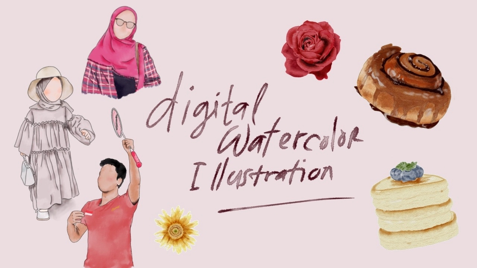 Gambar dan Ilustrasi - Ilustrasi Wajah dengan efek Watercolor - Watercolor Illustration - 1