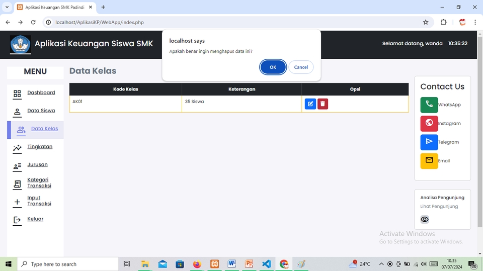 Jasa pembuatan website professional dengan desain responsif untuk aplikasi keuangan siswa SMK.