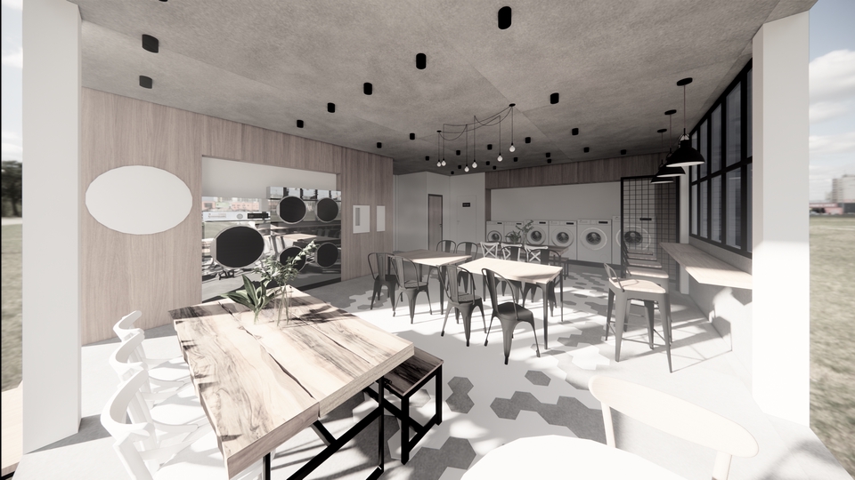 ออกแบบตกแต่งภายในและภายนอก - ร้านซักอบแห้ง 24 ชั่วโมง - 1