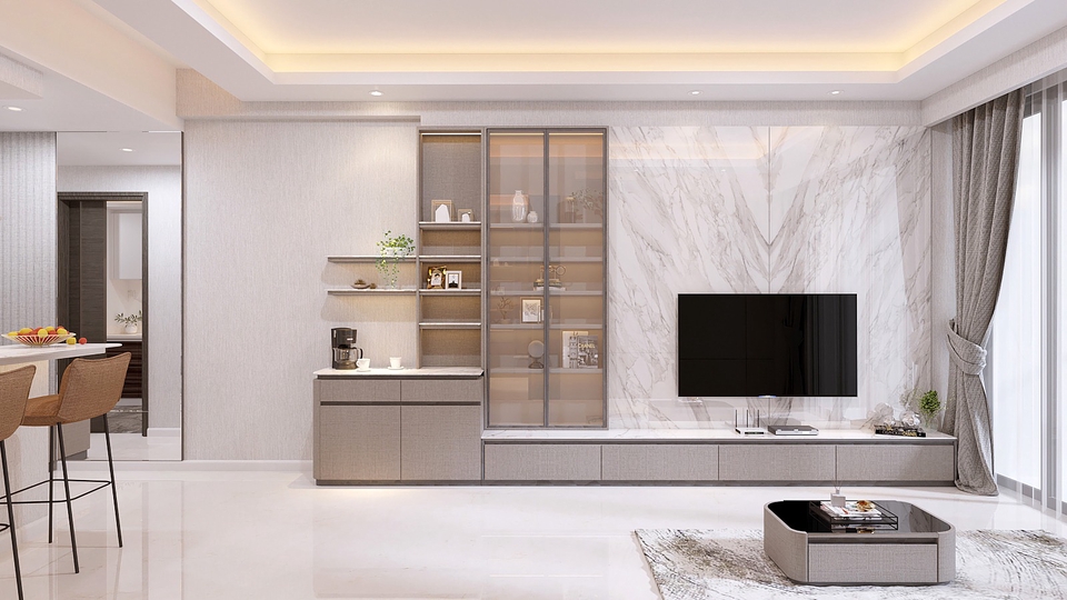 Desain Interior Rumah Minimalis dengan Jendela Besar dan Sofa Modern - Jasa Desain Interior Rumah