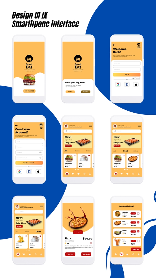 Desain UI UX mobile app untuk restoran makanan