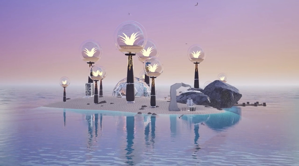 รับทำโมเดล3D เกาะกลางทะเลไฟประดับสวยงาม