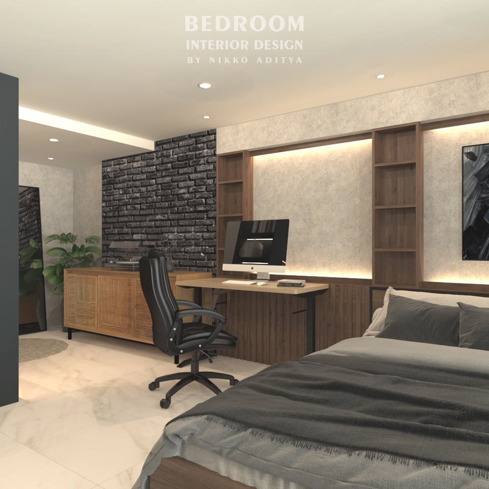 3D & Perspektif - Desain 3D Interior Kamar Tidur - 5