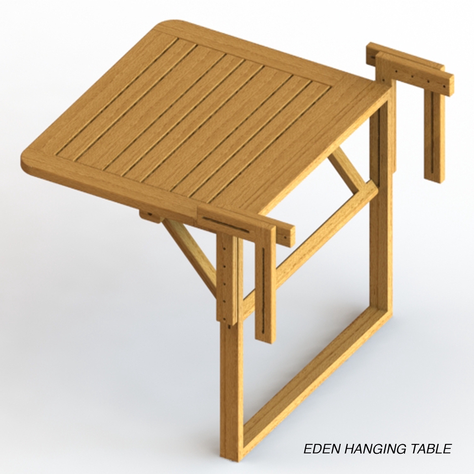 Desain meja gantung Eden: meja lipat kayu jati minimalis untuk ruangan kecil.  Desain furniture modern. Jasa desain furniture online.