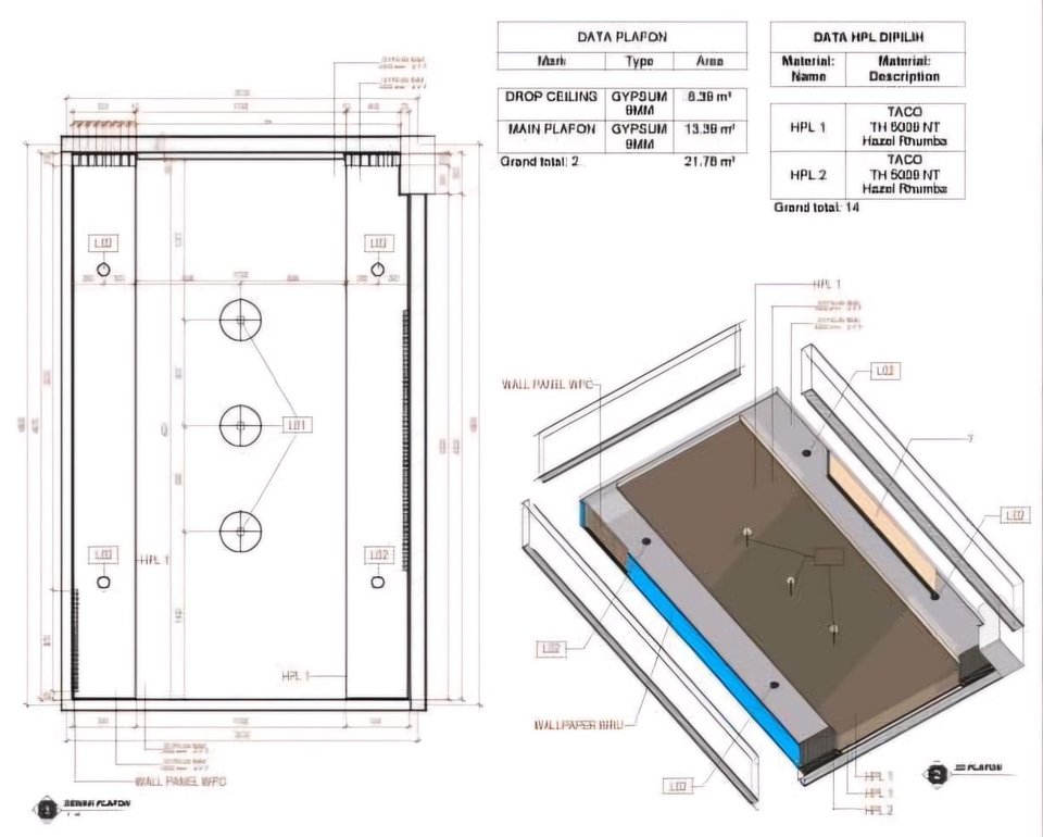 Desain lemari pakaian minimalis dengan pintu geser dan rak internal.