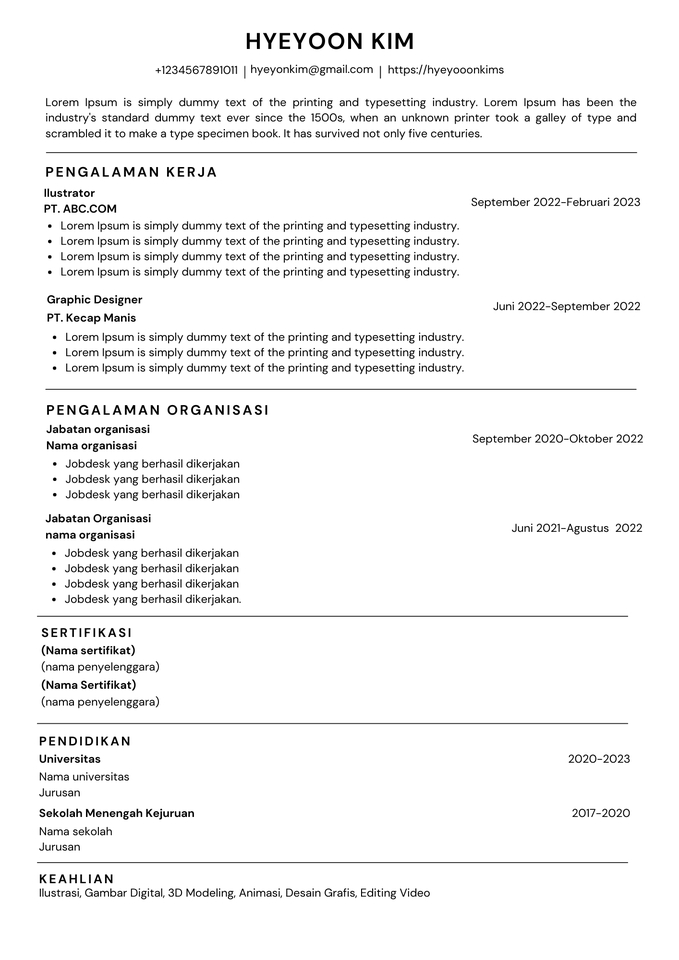 Portfolio & Resume - jasa pembuatan CV - 2