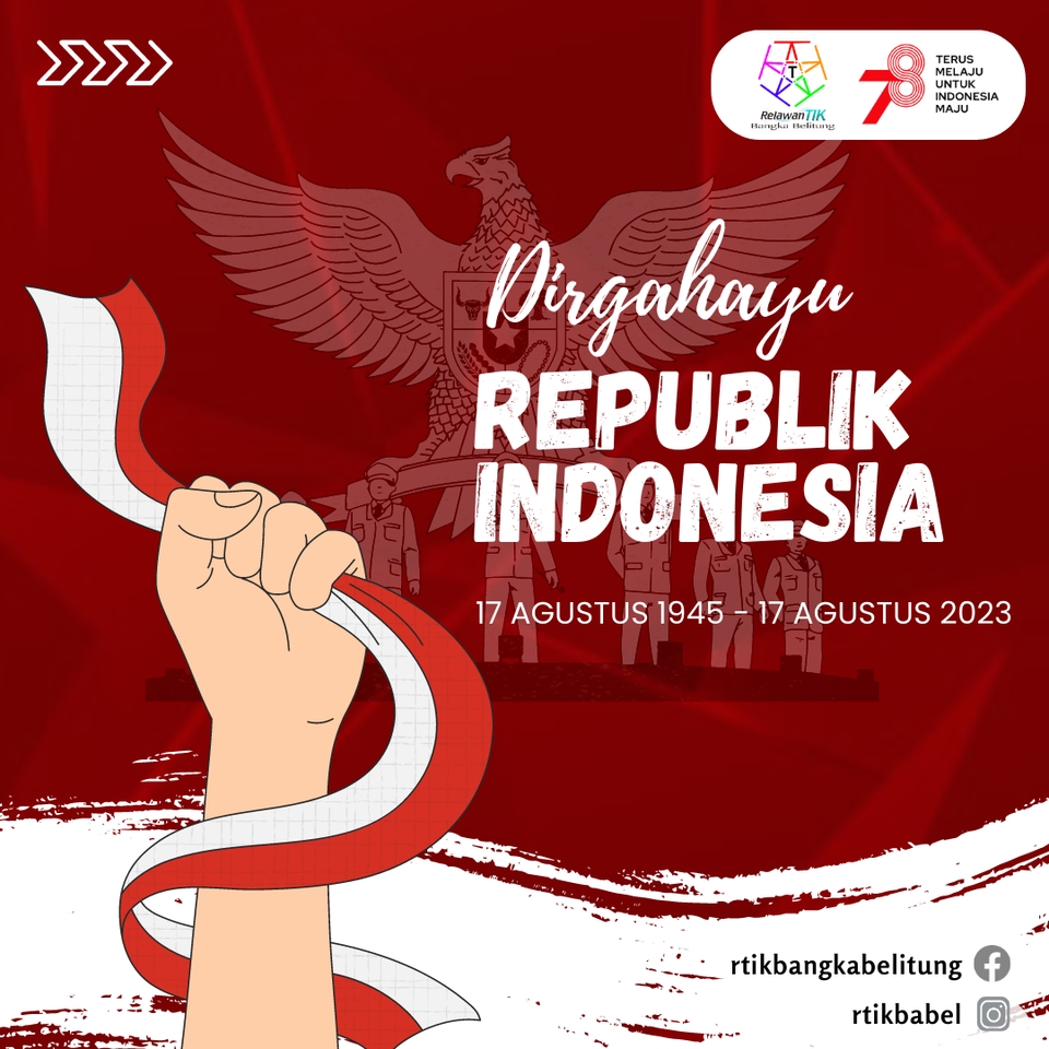 Desain Spanduk Hari Kemerdekaan Indonesia dengan gambar bendera dan burung garuda