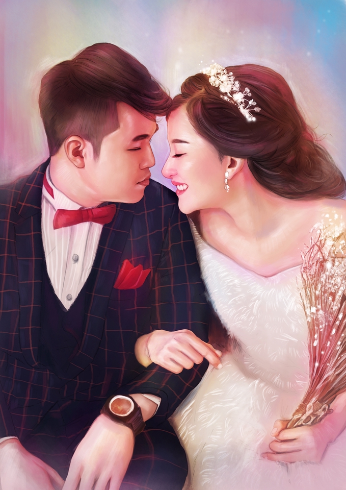 วาดภาพเหมือน Portrait - ภาพวาดคนเหมือน Portrait  แนวหวานละมุน - 15