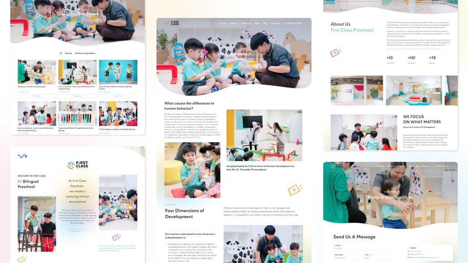 รับออกแบบเว็บไซต์โรงเรียนอนุบาล UI UX สวยงามทันสมัย แสดงภาพบรรยากาศการเรียนการสอนและกิจกรรมเด็กๆ