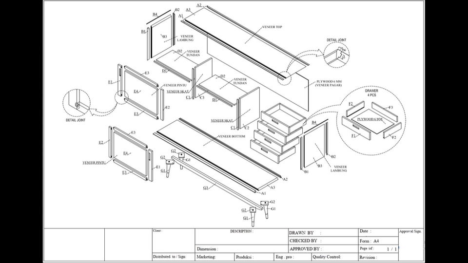 CAD Drawing - JASA GAMBAR FURNITURE 2D & 3D (DESIGN BEBAS) - 4