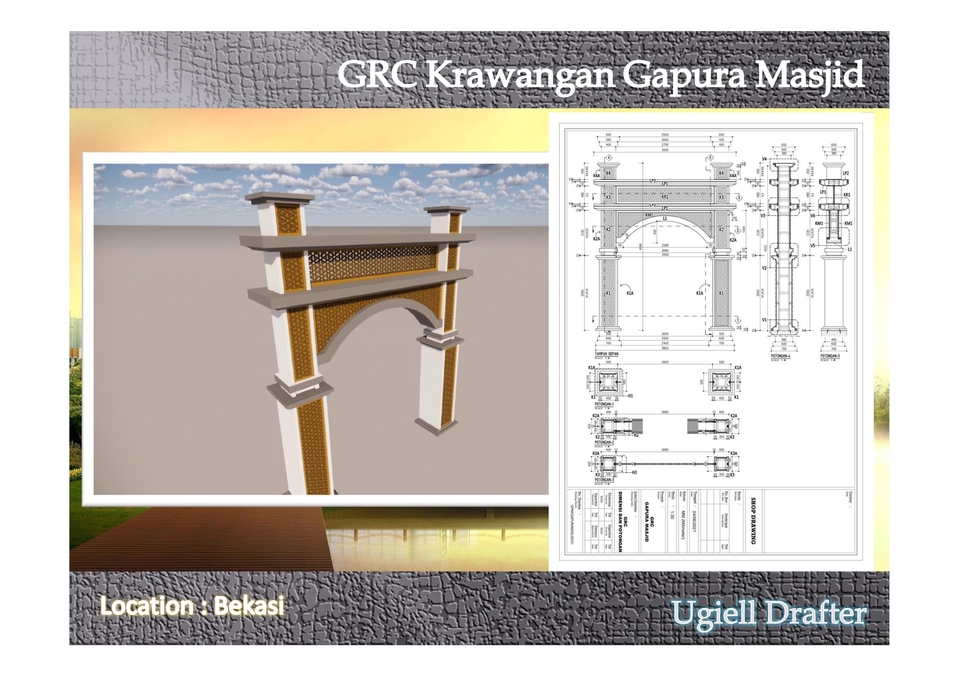 CAD Drawing - Desain Rumah, Desain GRC Krawangan untuk masjid - 3
