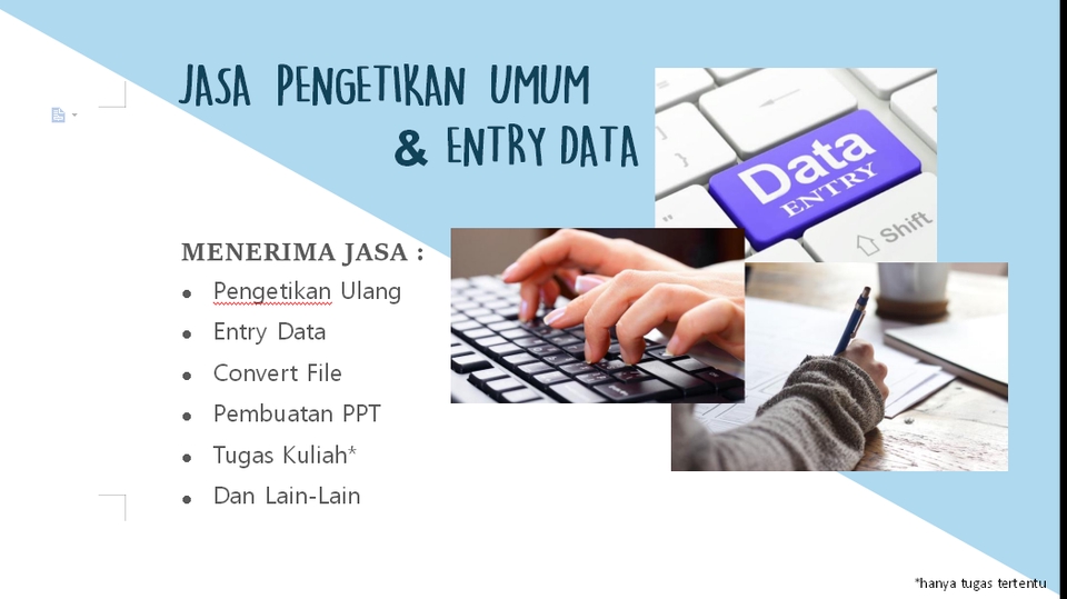 Pengetikan Umum - Jasa Pengetikan Ulang, Input Data, Tugas Kuliah Murah - 1