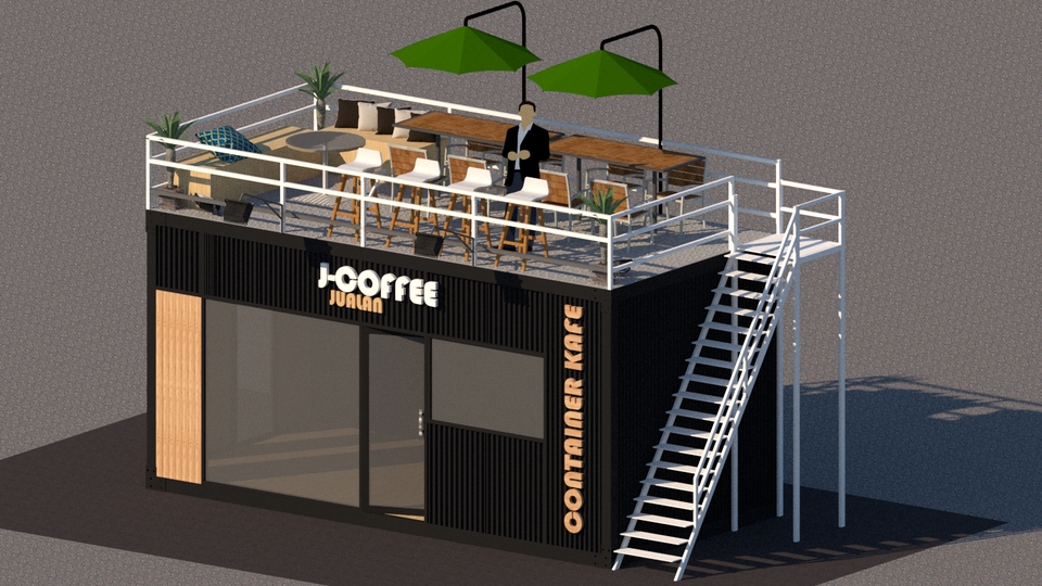 3D & Perspektif - Desain container,booth container,booth franchise, rangka container custom. - 30