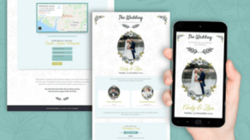 Desain website pernikahan modern dengan foto pasangan pengantin,  desain website wedding, jasa desain web pernikahan, jasa desain website pernikahan, desain website murah, harga jasa desain web pernikahan, pembuatan website wedding