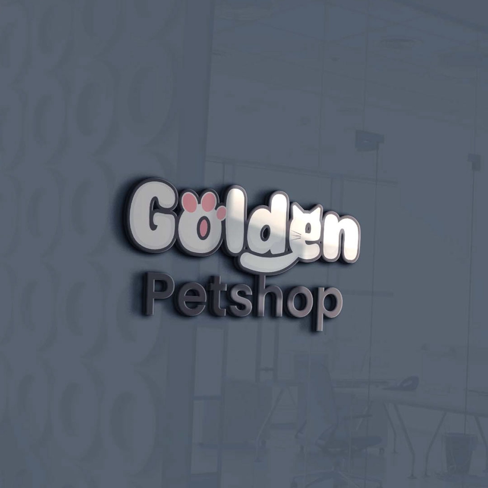 Jasa desain logo online untuk Golden Petshop, desain logo profesional dan kreatif.