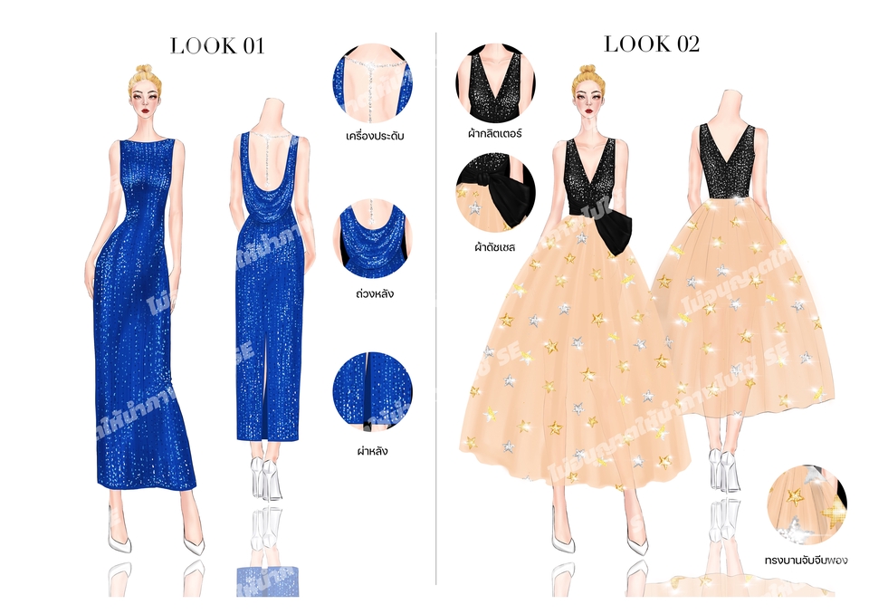 วาด/ออกแบบแพทเทิร์นเสื้อผ้า - รับวาด fashion illustration ออกแบบเสื้อผ้า ออกแบบลายผ้า ออกแบบกระเป๋า รับทำแบรนด์แฟชั่น - 2