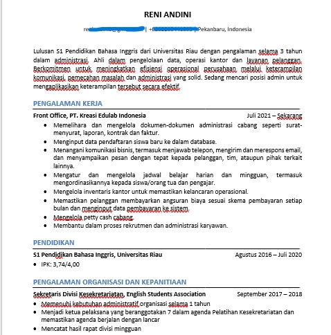 Jasa pembuatan cv dan desain cv menarik untuk meningkatkan peluang kerja di Indonesia.