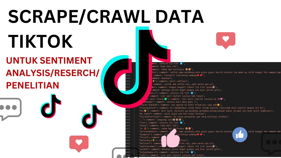 Jasa Scrape Data / Data Scrapping dari Website Marketplace dan Lainnya - Scrape/Crawal data komentar Tik Tok