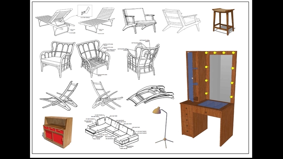 CAD Drawing - JASA GAMBAR FURNITURE 2D & 3D (DESIGN BEBAS) - 2