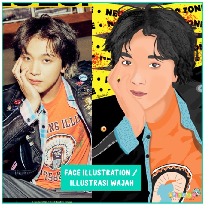 Gambar dan Ilustrasi - Hadiah / Kado / Gift Lukisan Wajah / Ilustrasi Wajah dari foto - 6