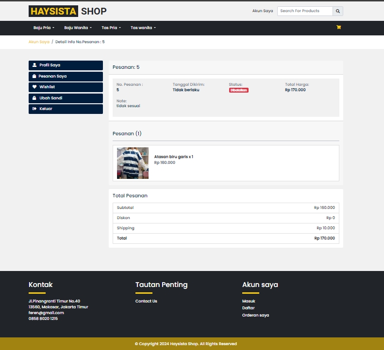 Web Development - Website Ecommerce Haysista Shop Dan berbagai code pemrograman lain yang simple - 6