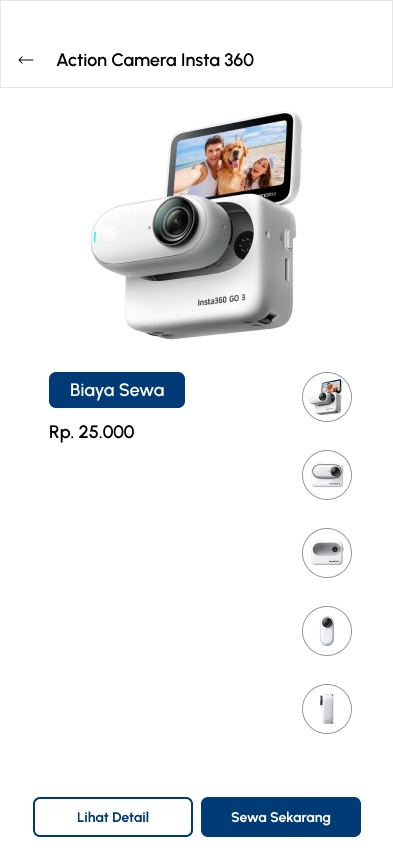 Action Camera Insta360 Go 3 untuk desain aplikasi mobile dengan fitur UI UX.