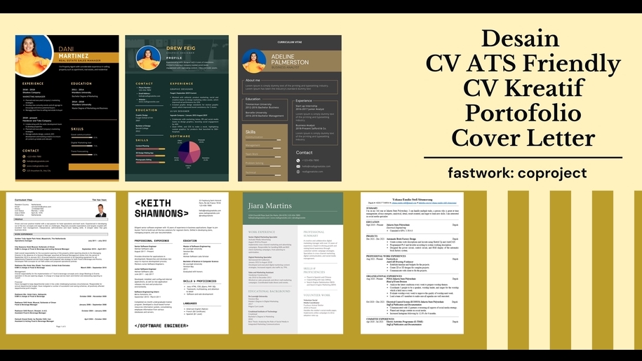 Jasa Desain CV (Curriculum Vitae) & Portofolio - CV ATS FRIENDLY, CV KREATIF, PORTOFOLIO, COVER LETTER (English&Indonesian) 1 HARI JADI