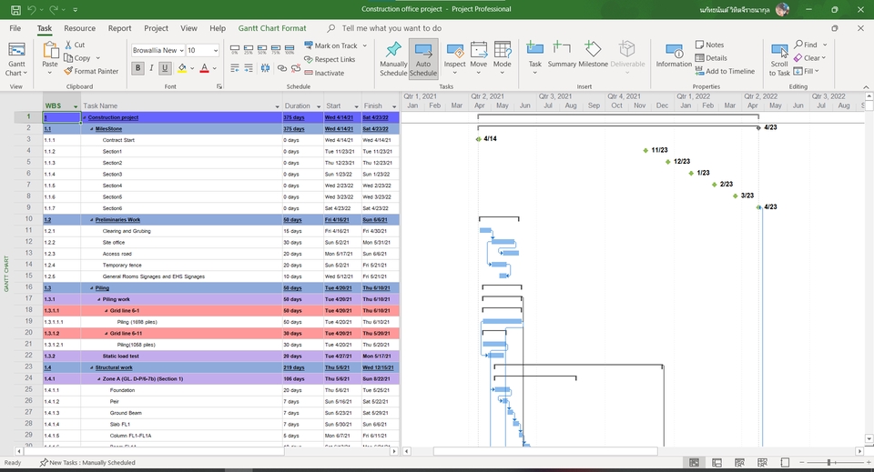 พิมพ์งาน และคีย์ข้อมูล - รับจัดทำแผนงานโครงการด้วยโปรแกรม Microsoft project - 2