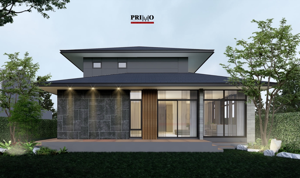 บ้านชั้นเดียว สไตล์โมเดิร์น ออกแบบตกแต่งภายใน สวยงาม