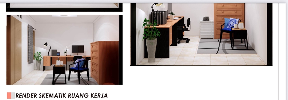 Jasa Desain Interior Kantor Minimalis 3D: Render Skematik Ruang Kerja
