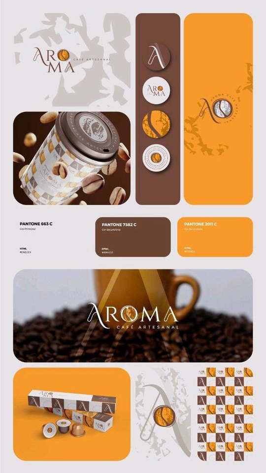 Desain logo untuk cafe dengan konsep kopi dan aroma