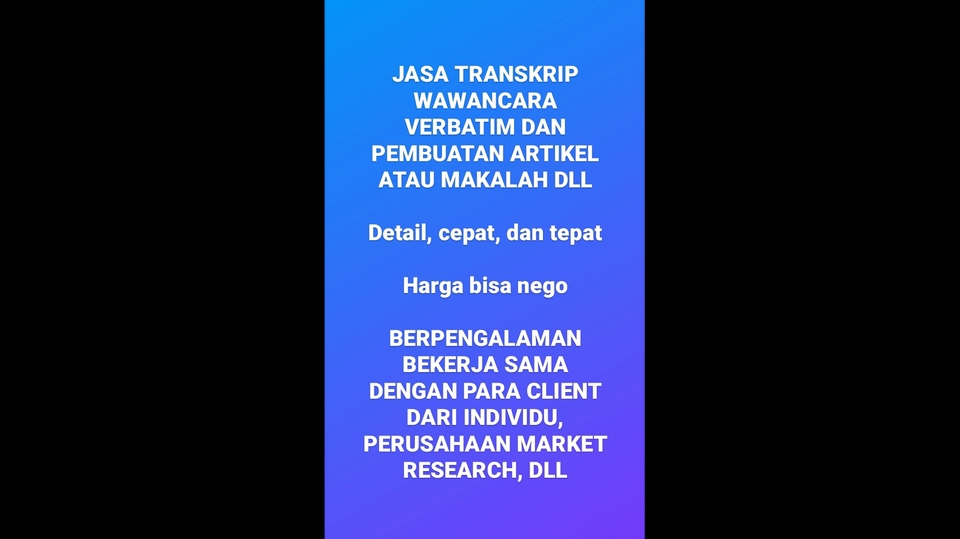 Jasa Pengetikan Online Cepat dan Akurat - Transkrip Wawancara Verbatim Berbagai Durasi 1 Hari Jadi