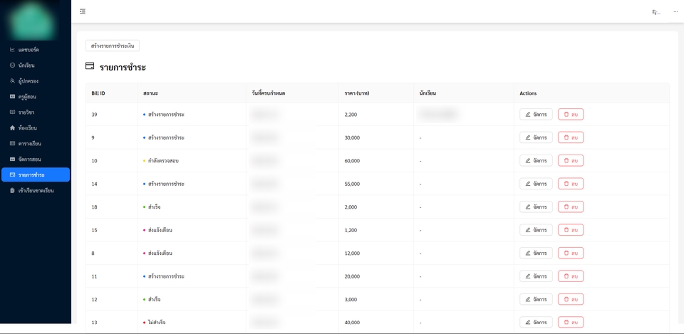 ภาพรวมของรายการจ้างงานบนแพลตฟอร์ม รับทำเว็บไซต์. แสดงรายละเอียดต่างๆ เช่น ID, ประเภทงาน, วันที่ส่งมอบงาน, ราคา, และสถานะ พร้อมปุ่ม "แก้ไข" และ "ลบ" สำหรับการจัดการโครงการ พัฒนาเว็บไซต์, สร้างเว็บไซต์, ออกแบบเว็บ, เว็บไซต์ราคาถูก, รับทำเว็บ, ทำเว็บ, แก้ไขเว็บ.