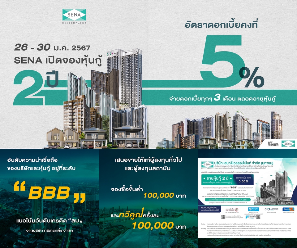ออกแบบแบนเนอร์SENAหุ้นกู้5% โปรโมชั่นพิเศษ รับออกแบบแบนเนอร์ออนไลน์