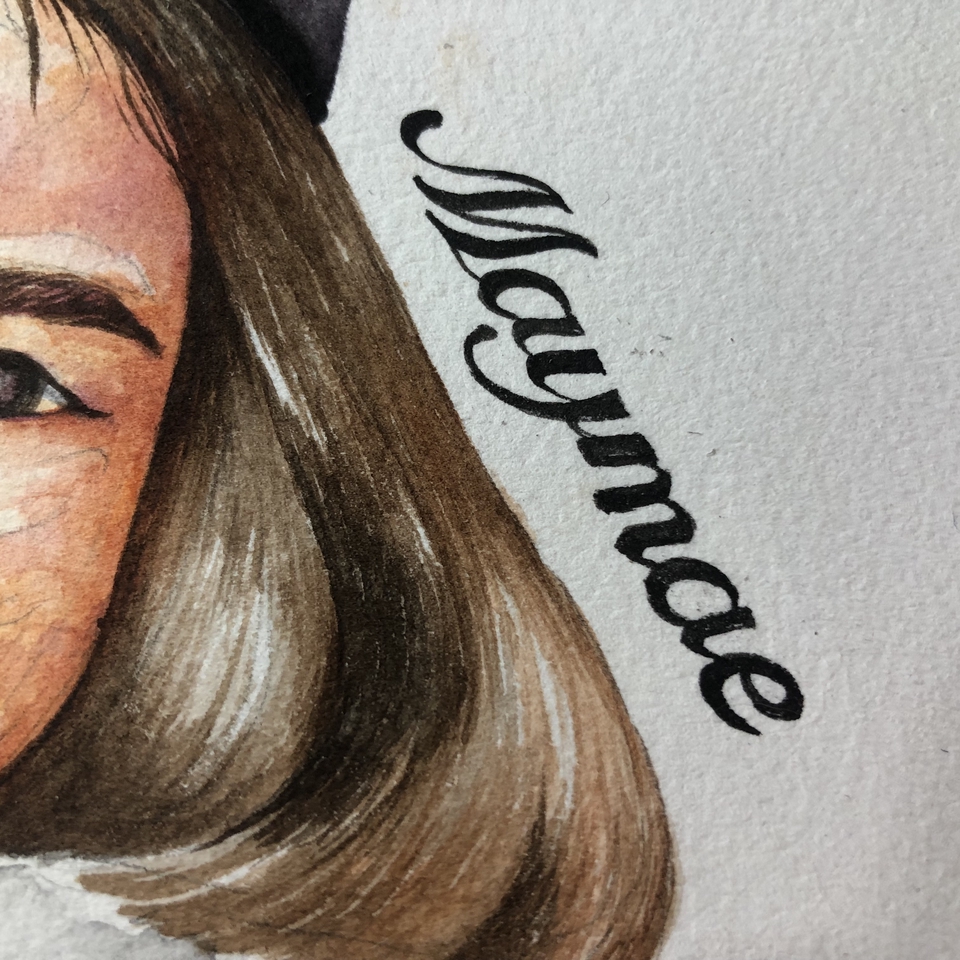 รับวาดภาพเหมือน ผู้หญิงผมน้ำตาล