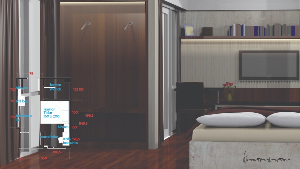 3D & Perspektif - Jasa Desain Interior Apartemen Modern Minimalis - 9