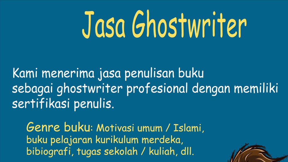 Penulisan Konten - Ghost Writer Buku Fiksi dan Nonfiksi - 1
