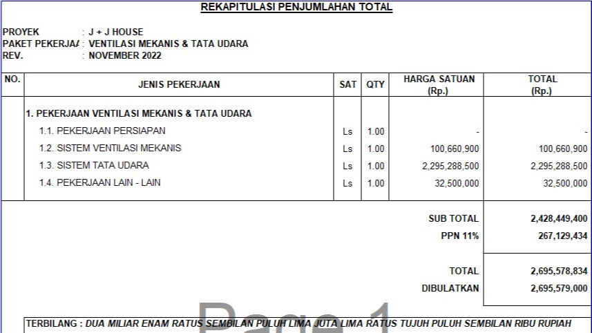 Jasa Akuntansi dan Konsultan Keuangan - Rancangan Anggaran Biaya (RAB) MEP