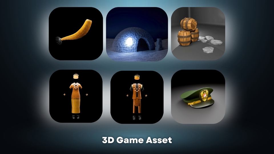 Beberapa karya di bidang 3D Desain Asset Game.