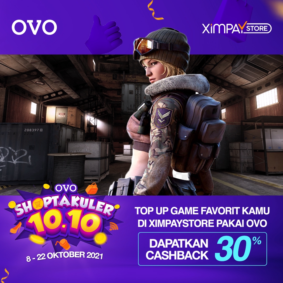 Jasa desain banner instagram, promo cashback 30% untuk top up game favorit kamu dengan ovo di ximpaystore.