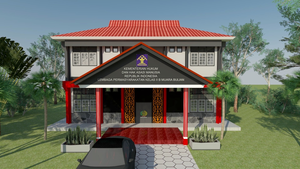 3D & Perspektif - 3D Eksterior Rumah Sederhana dan Render - 7