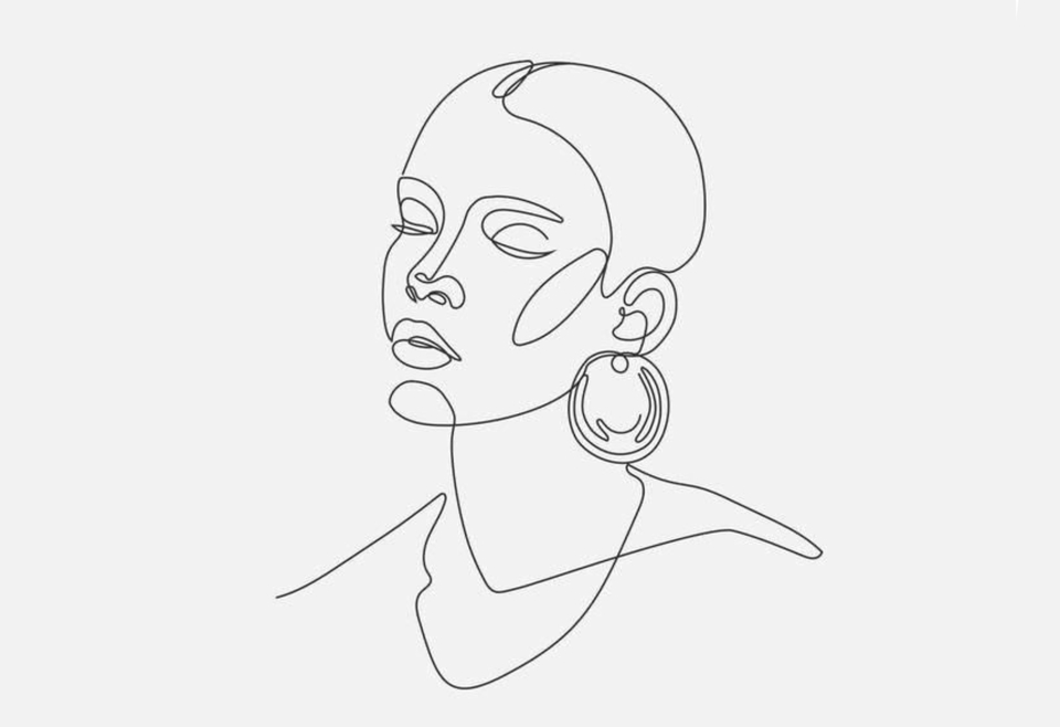Ilustrasi wajah wanita dengan anting-anting, cocok untuk desain avatar atau desain branding