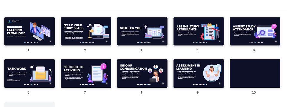 Jasa pembuatan slide presentasi untuk presentasi online dengan desain profesional, minimalis dan modern.