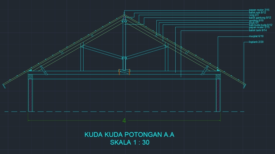 CAD Drawing - AUTOCAD Drawing IMB 1-3 Hari Jadi | Rumah Tinggal | Ruko | Kantor | Mess | Gambar Struktur - 14