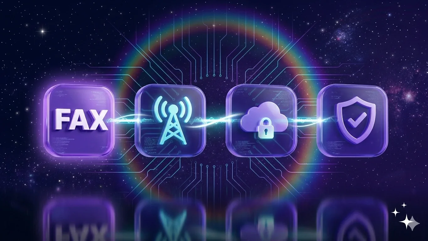 Diagramme de la chaîne BAA d'un fax conforme HIPAA : utilisateur, logiciel Faxify, opérateur SignalWire, Google Cloud Storage