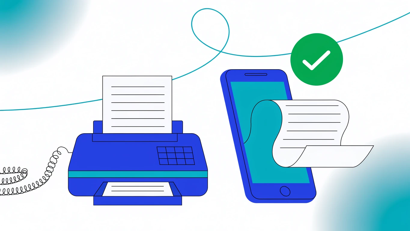 Un télécopieur débranché à côté d'un téléphone qui envoie le même fax sans ligne téléphonique