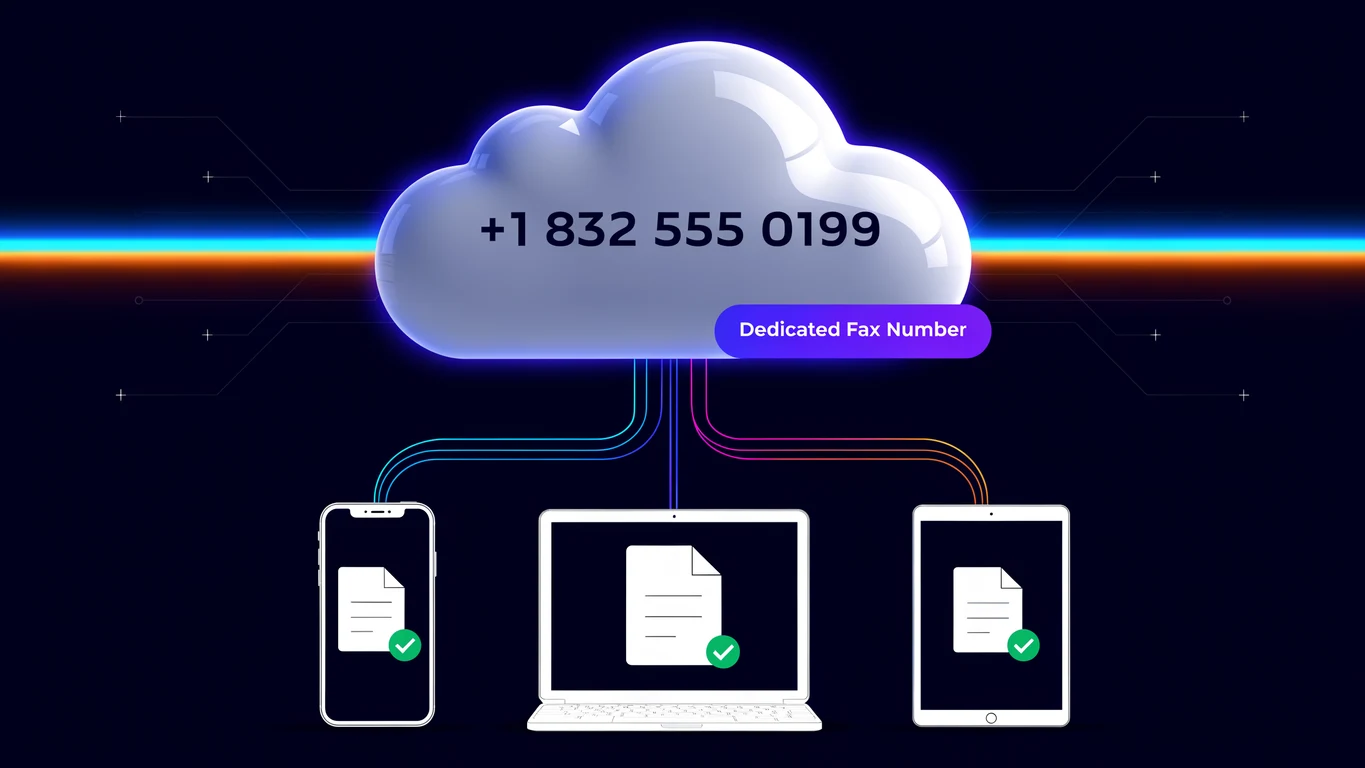 A fax number is a phone-network address for sending and receiving faxes — no machine required