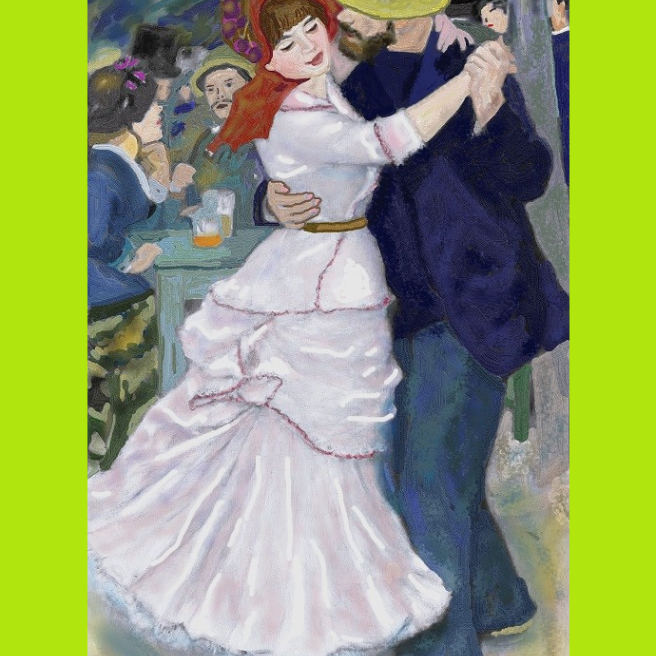ルノワール　ブージヴァルのダンス　水晶絵　絵画　額縁　アート　壁掛け　名画　額絵 ブージヴァルのダンス ルノワール ブージヴァルのダンス 水晶絵 絵画
